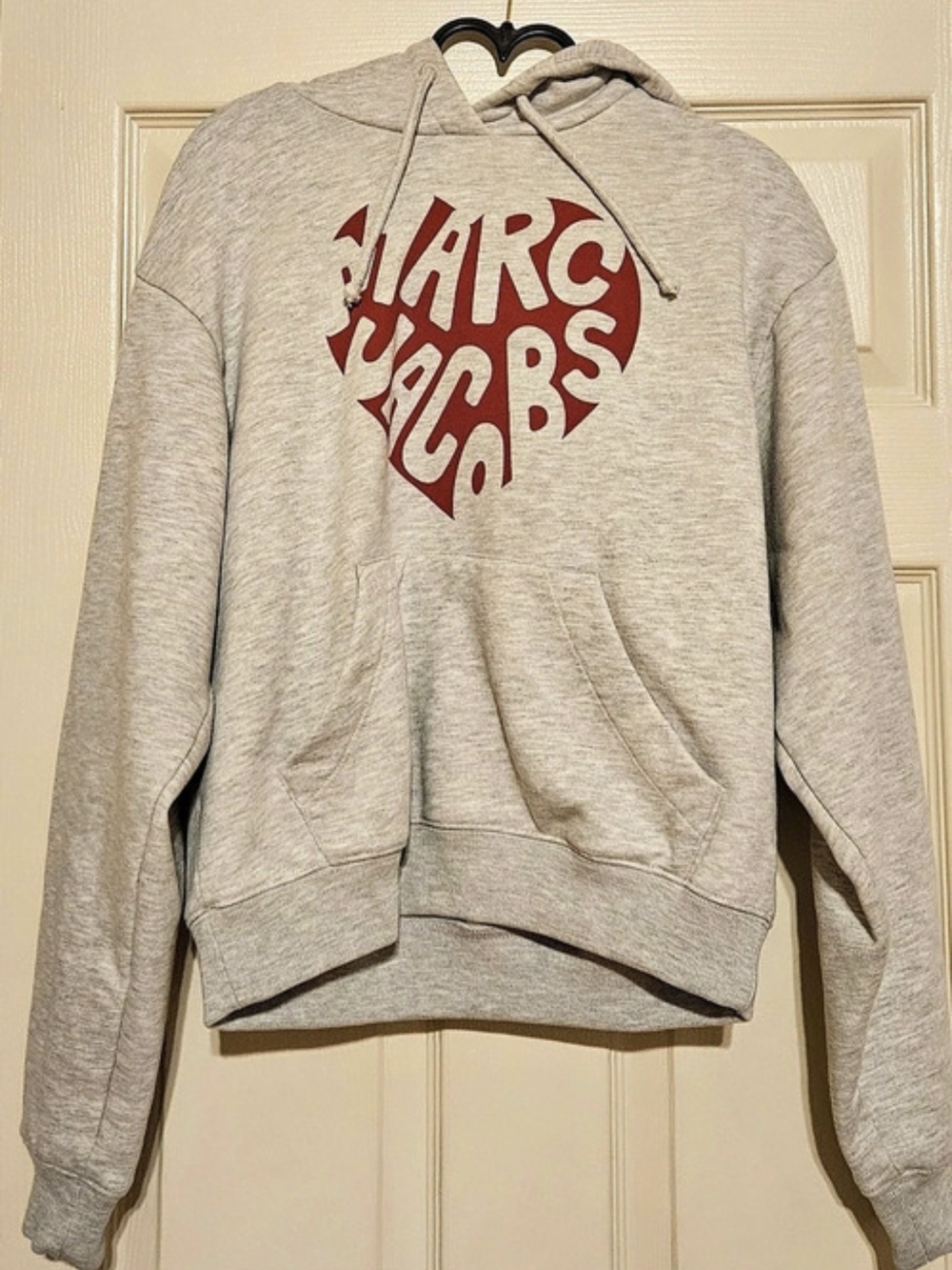 Marc Jacobs Heather Grey Heart Graphic Pullover Hoodie
